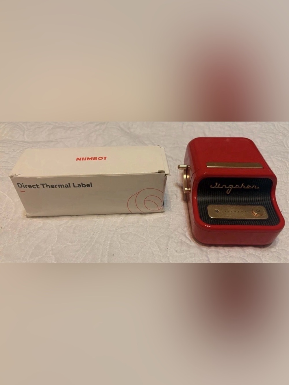 NIMBOT B21 Wireless Thermal Label Printer Retro Red-New Label Roll Set
